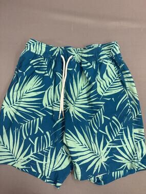 Tilly's Blue Crown Swim Shorts Mens Small Floral Retro Drawstring Blue Green
